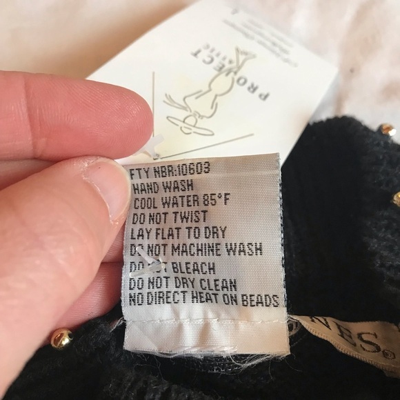 Vintage 80s NEW Womens Beaded Sweater Black Gild Silver Beads Large EMBELLISHED - Picture 8 of 8